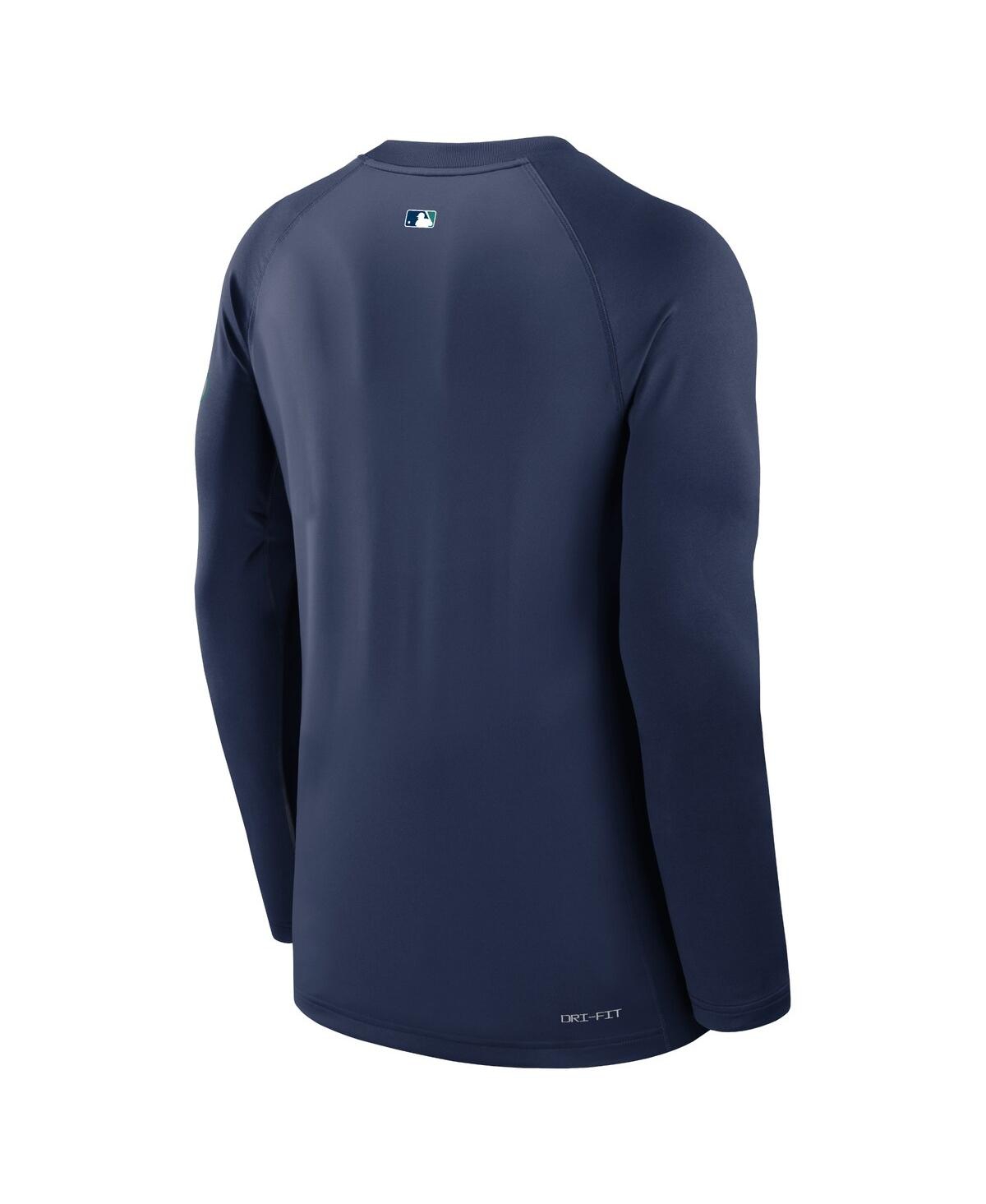 Nike Men'sSeattle Mariners Authentic Collection Game Time Raglan Performance Long Sleeve T-Shirt - Navy