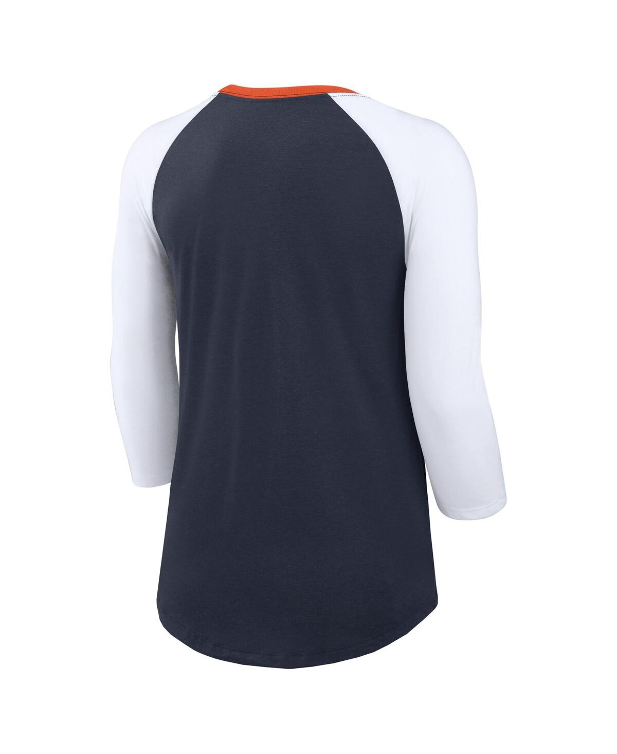 Nike Women'sWhite Chicago Bears Knockout Arch Raglan Tri-Blend 3/4-Sleeve T-Shirt - Navy, White
