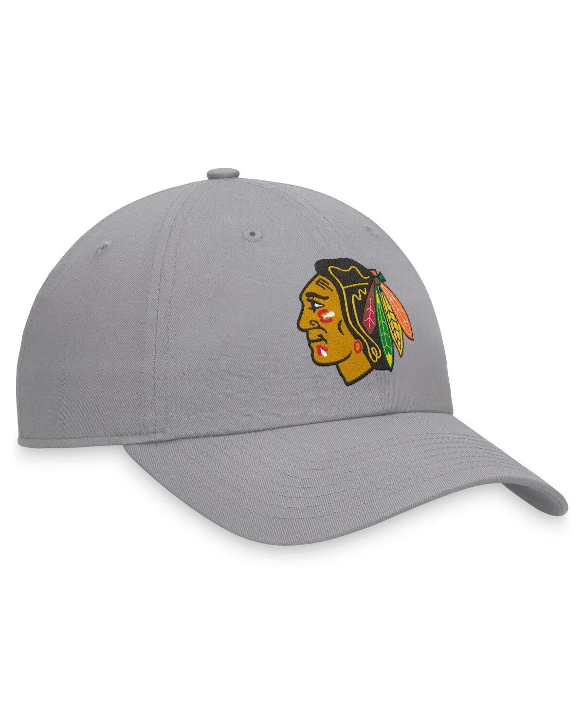 Fanatics Men's Gray Chicago Blackhawks Extra Time Adjustable Hat In Gray