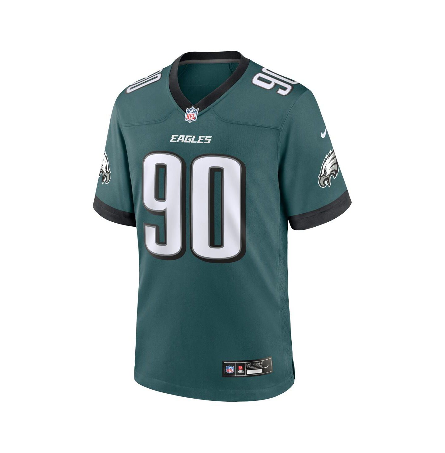Мужской топ Nike Jordan Davis Midnight Philadelphia Eagles Alternate Game Jersey, цвет: Зелёный — фото 3
