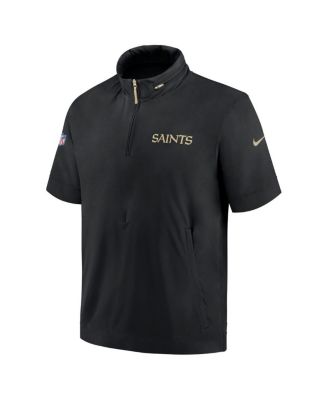Men's Black New Orleans Saints 2024 Sideline Coach Short Sleeve Half-Zip Hoodie Jacket