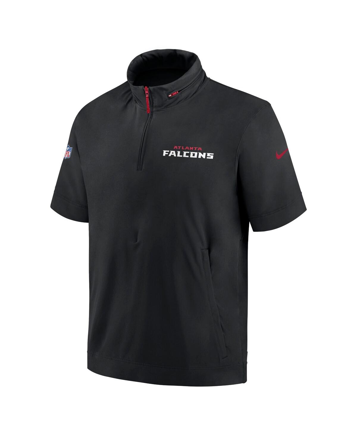 Nike Men'sAtlanta Falcons 2024 Sideline Coach Short Sleeve Half-Zip Hoodie Jacket - Black, Red