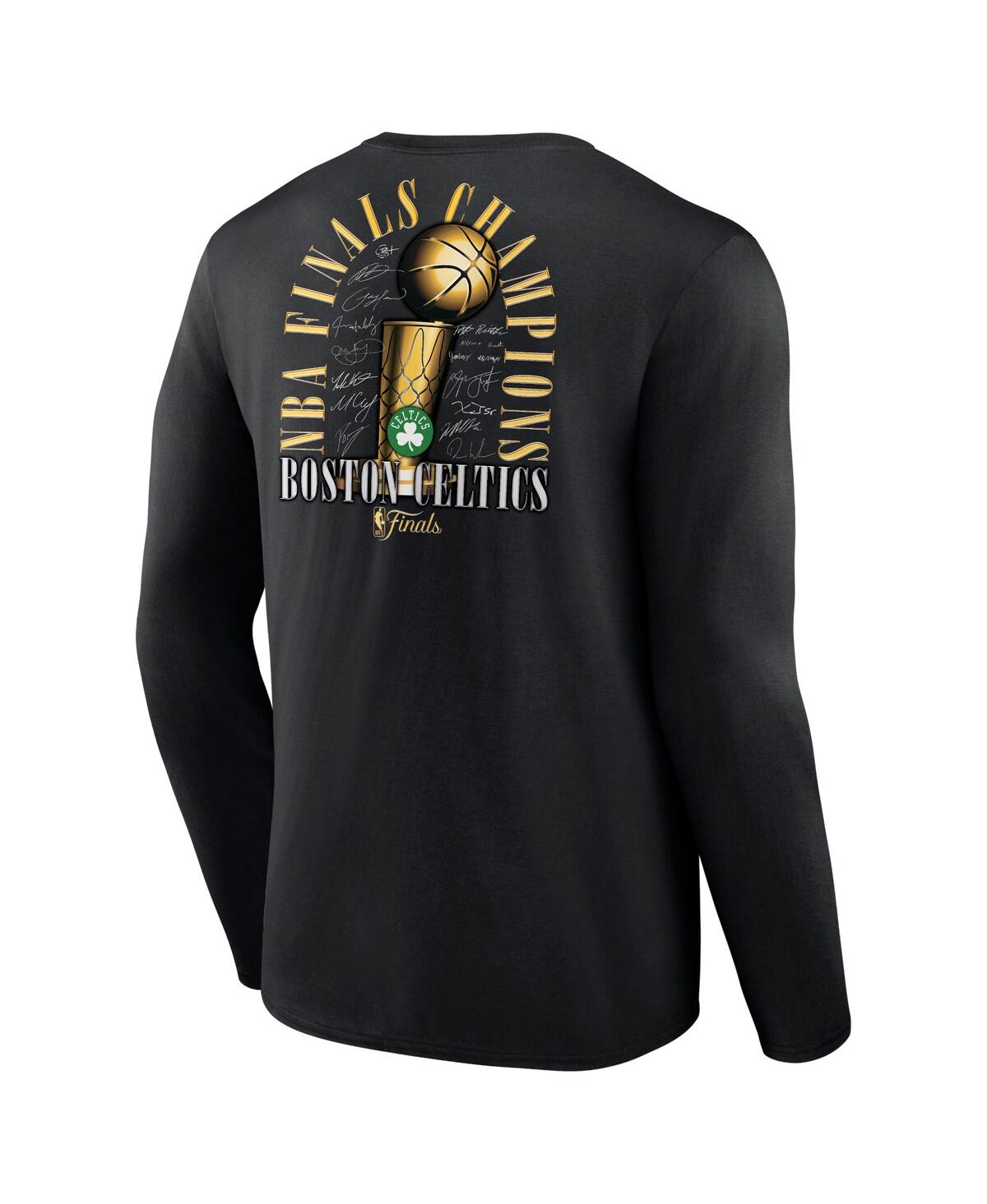 Fanatics Men's Black Boston Celtics 2024 Nba Finals Champions Fade Away Jumper Roster Signature Long Sleeve T In Black