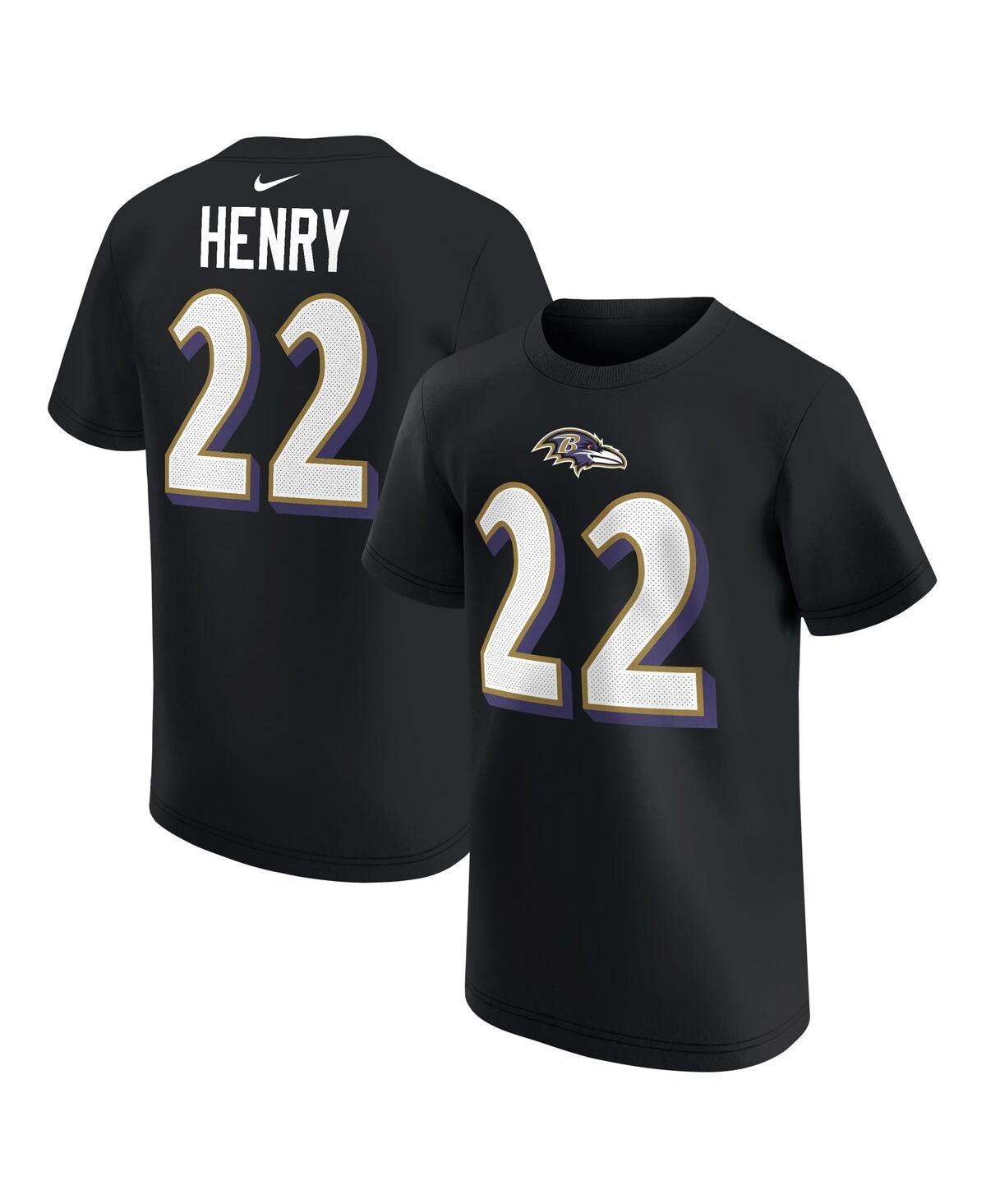 Nike Big Boys And Girls Derrick Henry Black Baltimore Ravens Player Name Number T-shirt In Black