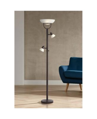 Modern Torchiere Floor Lamp 3-in-1 Design 70" Tall Tiger Bronze White Glass Shades for Living Room Reading Bedroom Office