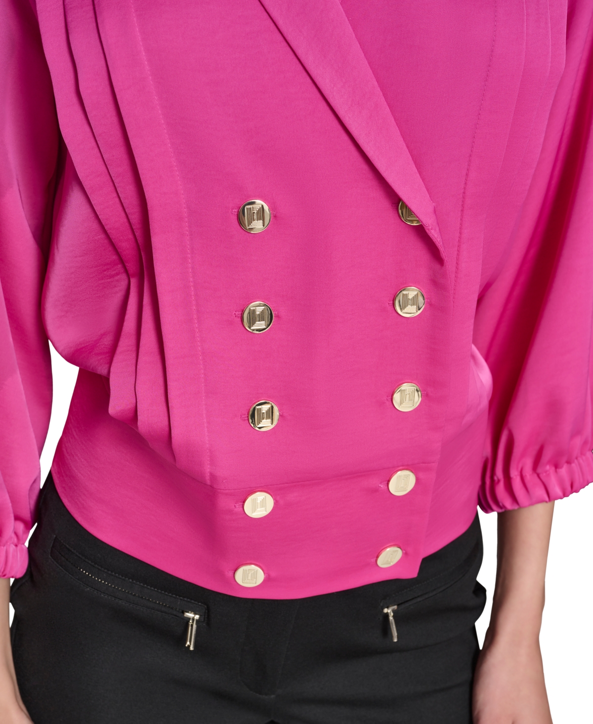 Karl Lagerfeld Paris Women's Double-Breasted Satin Top