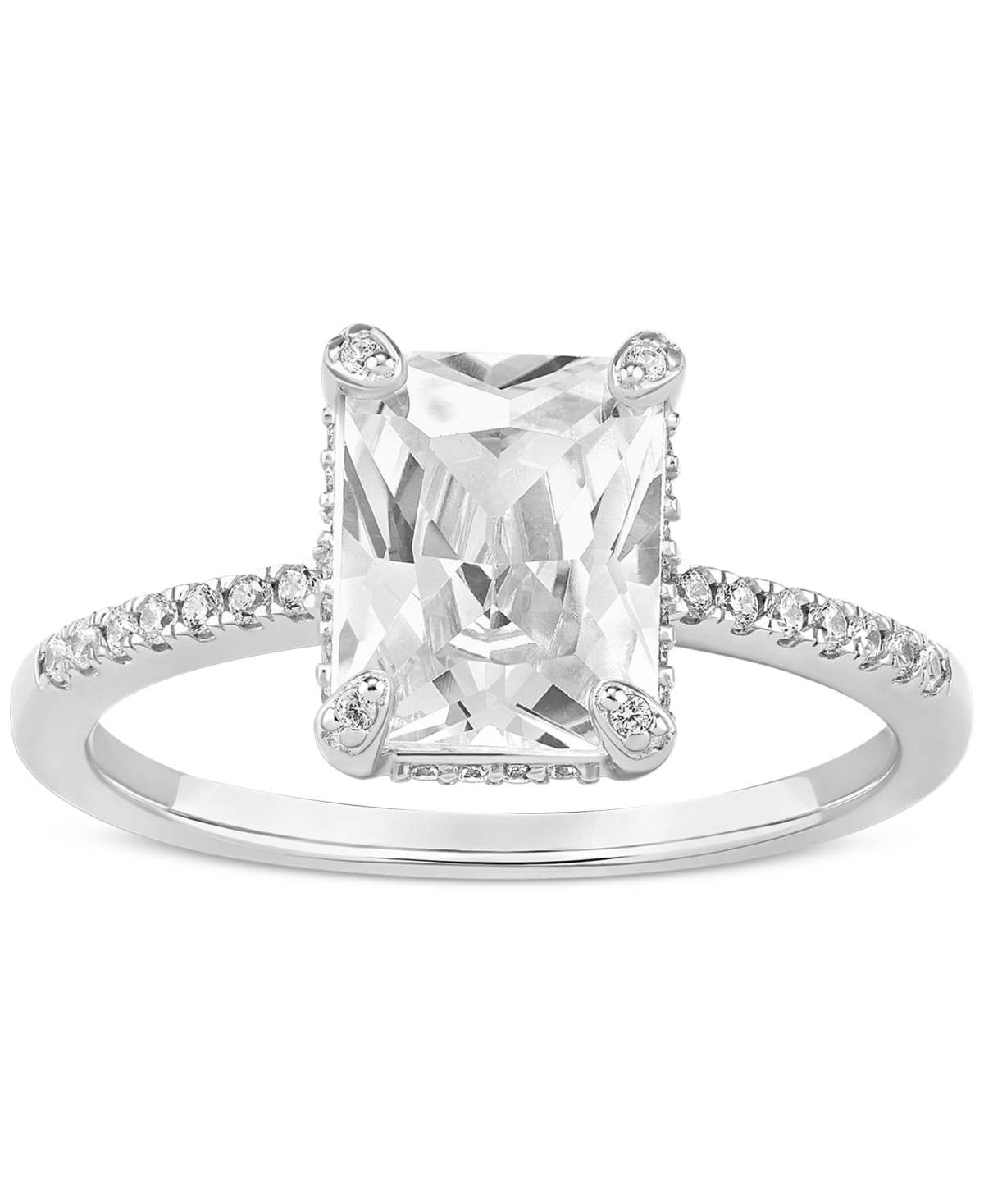 Cubic Zirconia Baguette & Pave Ring in Sterling Silver, Created for Macy's - Sterling Silver
