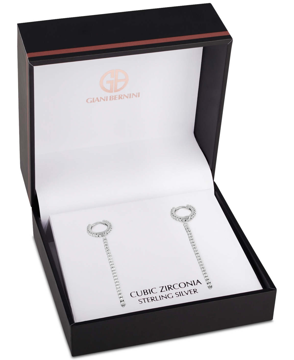 Giani Bernini 2-pc. Set Cubic Zirconia Huggie Hoop & Linear Drop Earrings In Sterling Silver, Created For Macy's In Sterling Silver