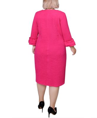 Plus Size 3/4 Length Sleeve Textured Knit Dress