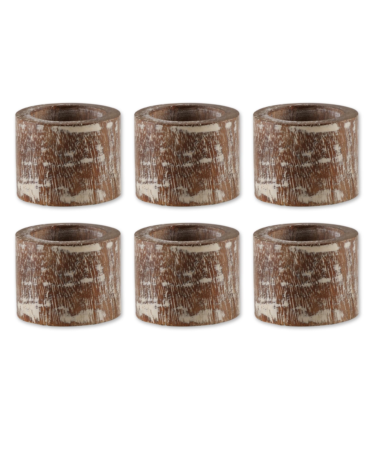 Wood Band Napkin Ring Set of 6 - Black Rub Finish