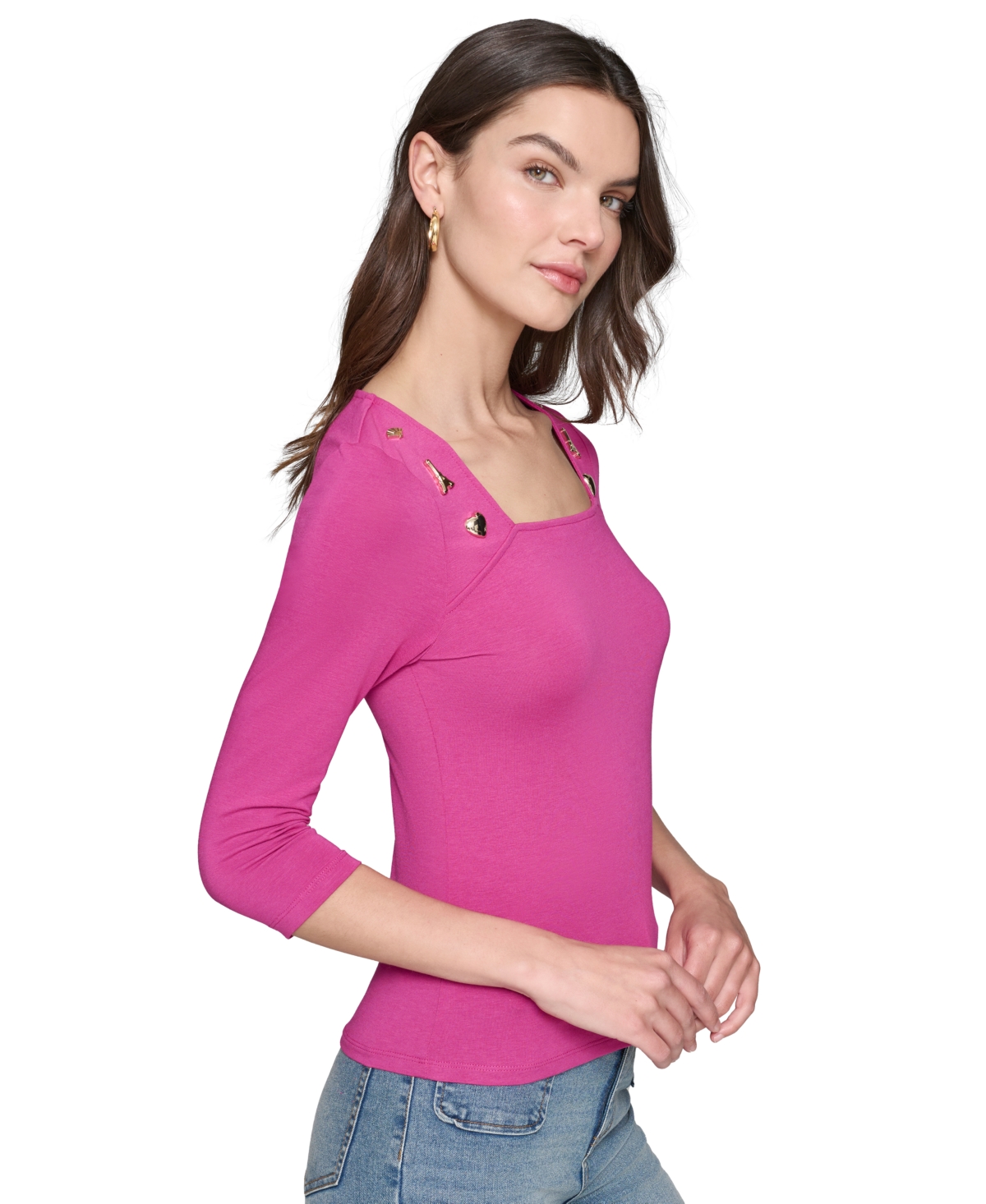 Karl Lagerfeld Paris Women's Embellished Square-Neck Top