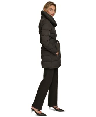 Women's Belted Asymmetric Puffer Coat
