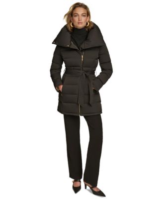 Women's Belted Asymmetric Puffer Coat
