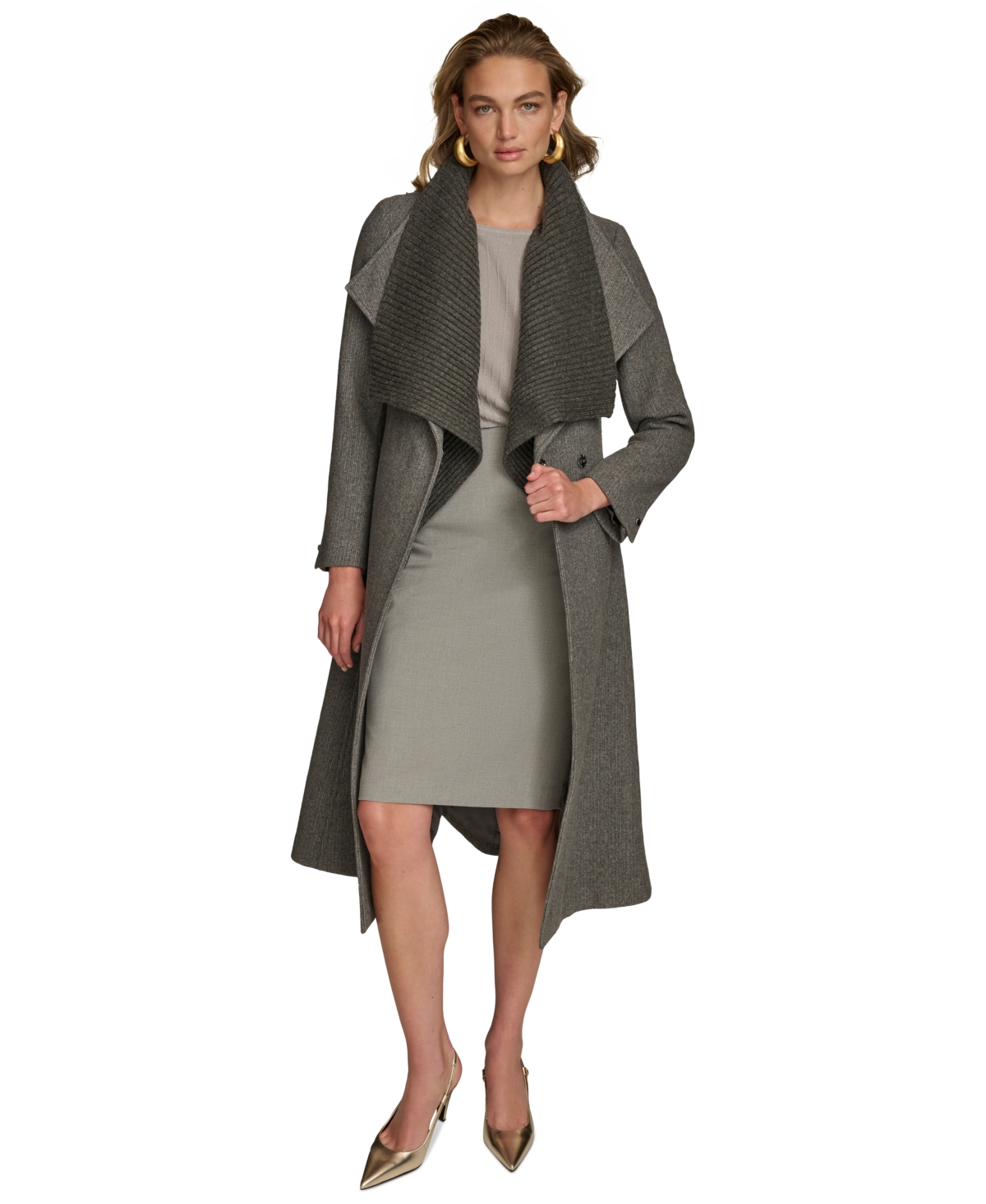 Donna Karan New York Women's Belted Wing-Collar Coat