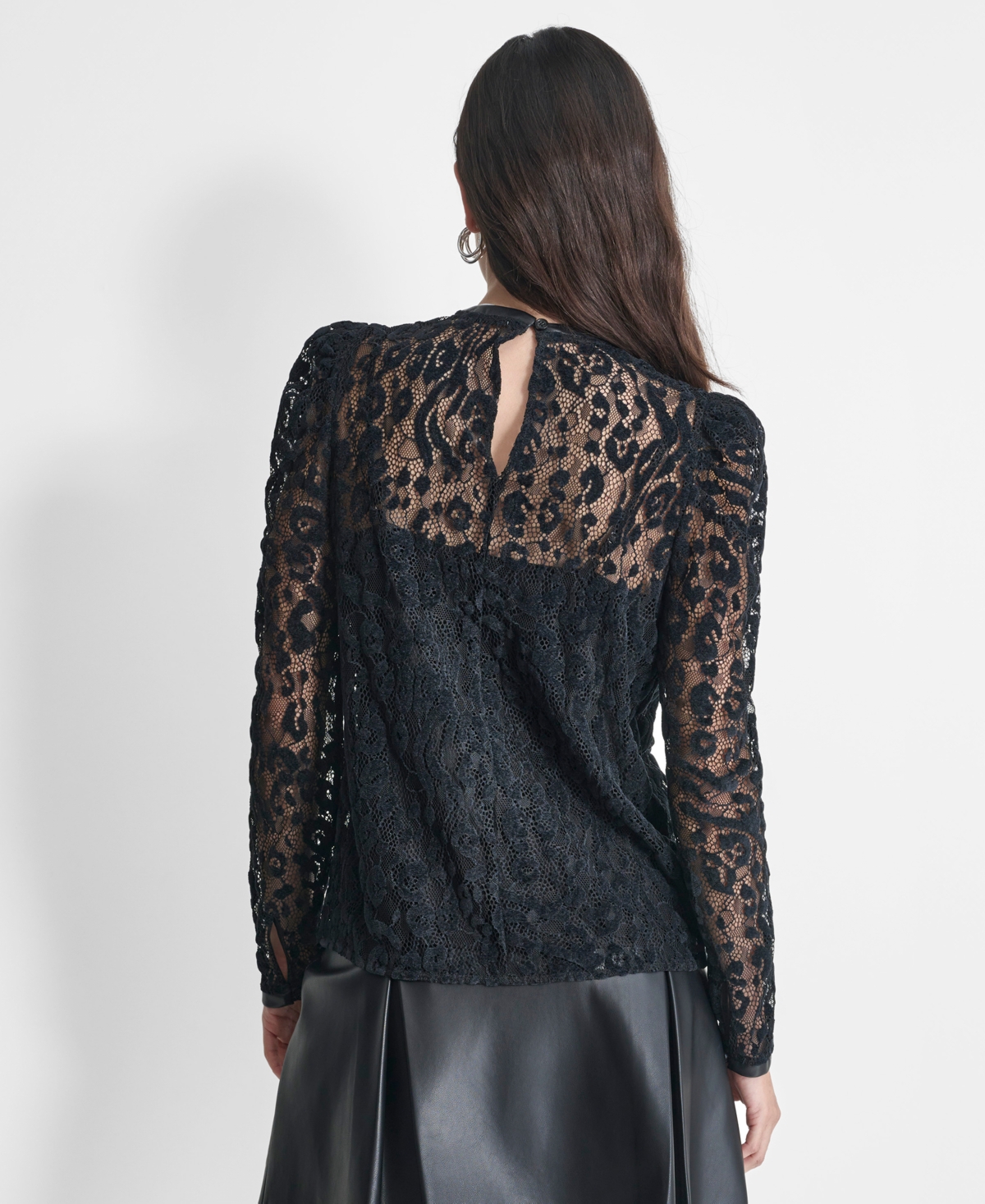 Dkny Women's Long Sleeve Lace Blouse
