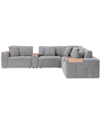 CLOSEOUT! Nycolle 7-Pc. Modular Fabric L-Shape Sectional with 2 Consoles, Created for Macy's
