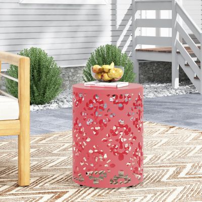 Streamdale Modern Iron Cut Side Table with Cylindrical Design