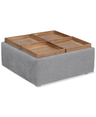 CLOSEOUT! Nycolle Fabric Ottoman with Reversible Trays, Created for Macy&#39;s