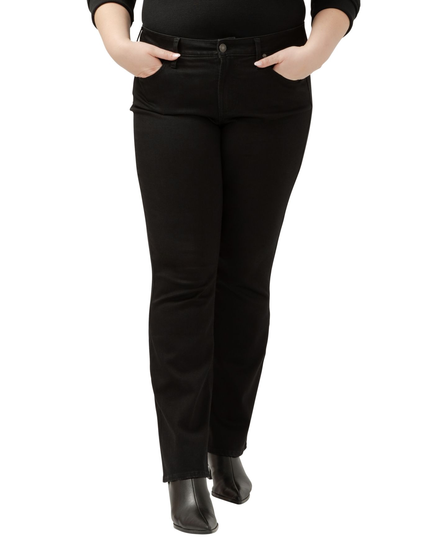 Женские джинсы Silver Jeans Co. Plus Size Suki Mid Rise Curvy Fit Bootcut, цвет: Чёрный — фото 1