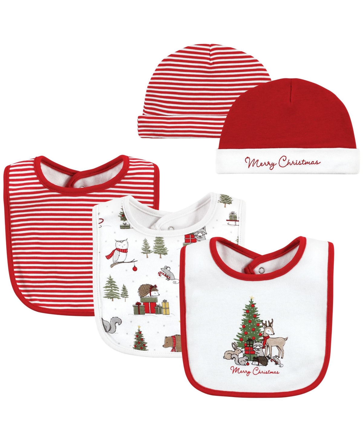 Hudson Baby Boys Unisex Cotton Bib and Headband or Caps Set