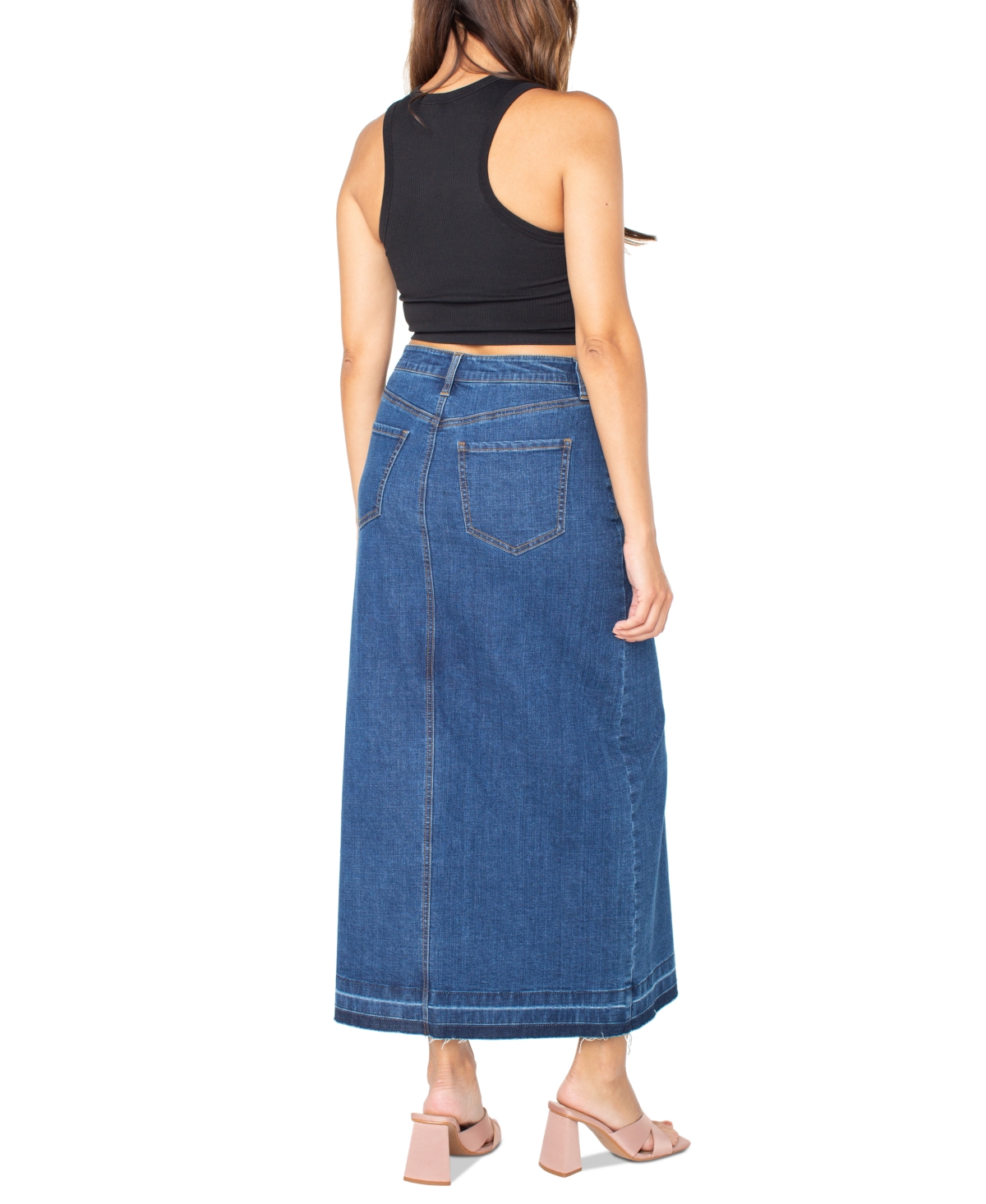 Celebrity Pink Juniors' Raw-Hem Denim Maxi Skirt