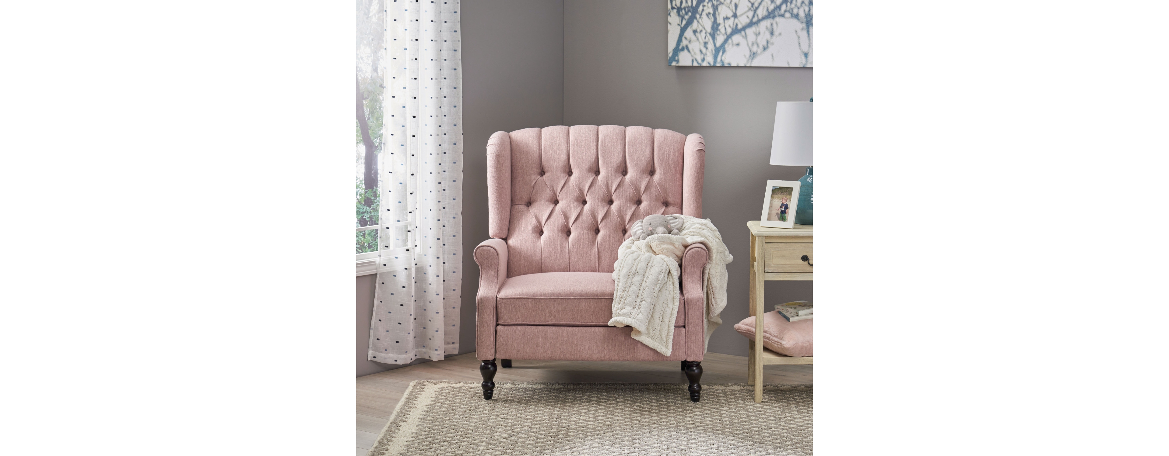Streamdale Diamond Stitch Wingback Manual Recliner Comfort and Style United
