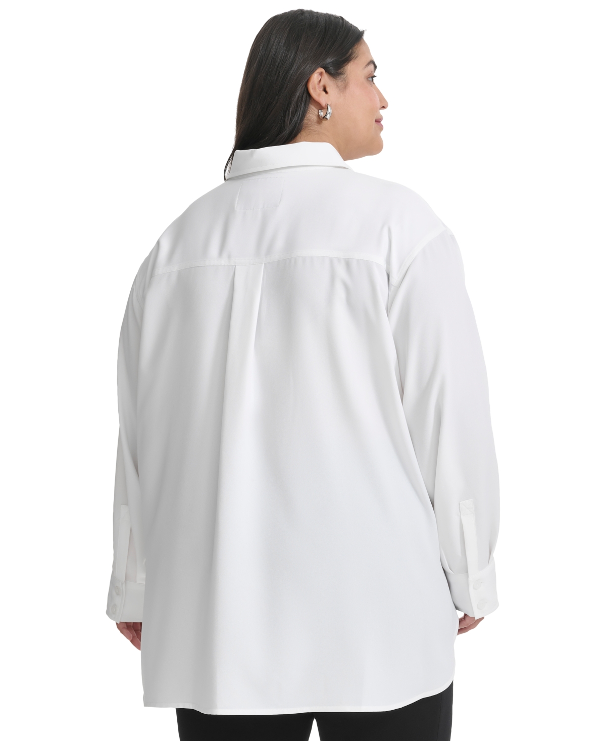 Karl Lagerfeld Paris Plus Size Embellished Printed Button-Front Shirt, Created for Macy's