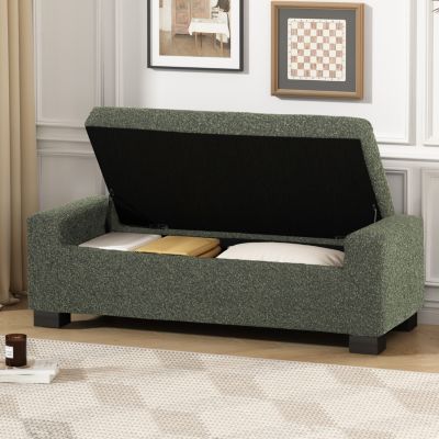 1 Count Stylish Fabric Storage Ottoman with Flip-Lid Top