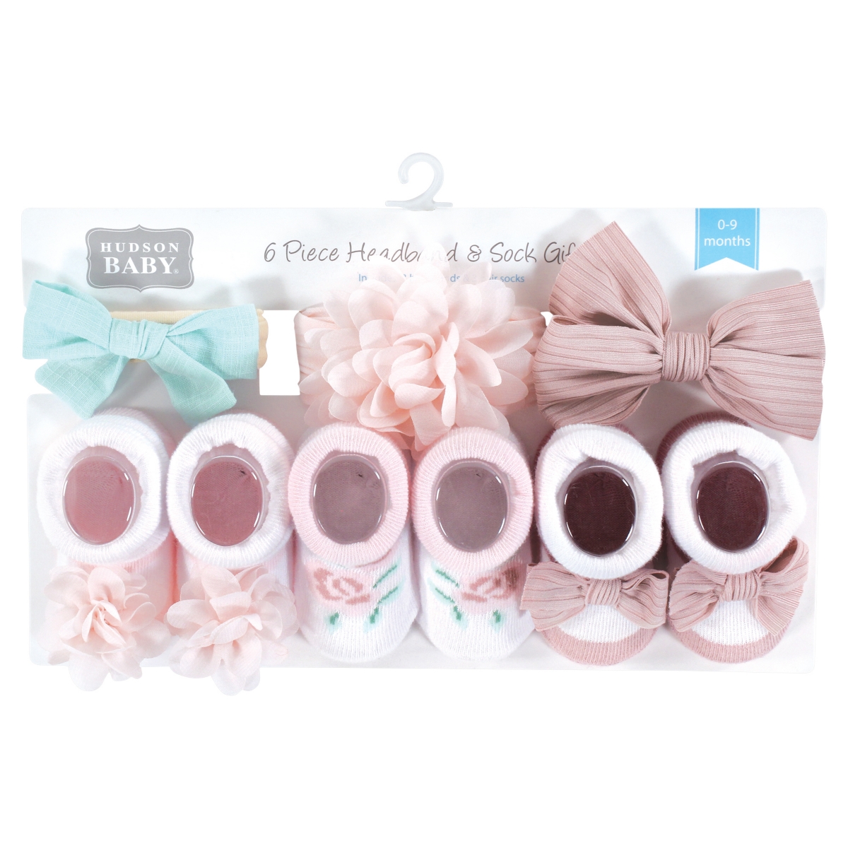 Hudson Baby Baby Girls Headband and Socks Giftset, One - Soft floral