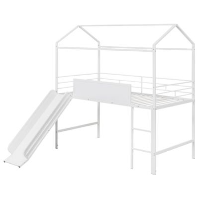 Twin Loft Bed with Slide and Writable Board