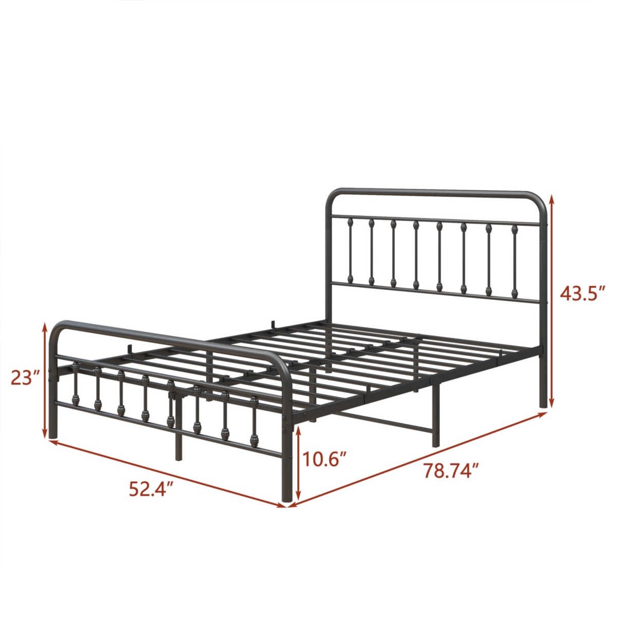 Streamdale Furniture Full Metal Platform Bed Frame With Headboard Strong Slat Support No Box Spring Needed