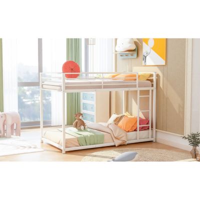 Streamdale Twin Over Twin Metal Bunk Bed, Low Bunk Bed With Ladder