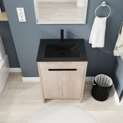 24" Freestanding Vanity with Ceramic Sink & Soft-Close Doors