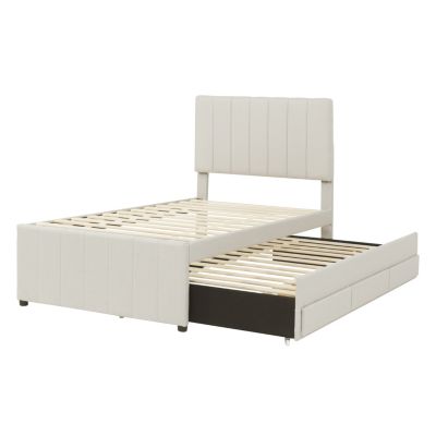 Streamdale Twin Upholstered Bed with Trundle and Drawers
