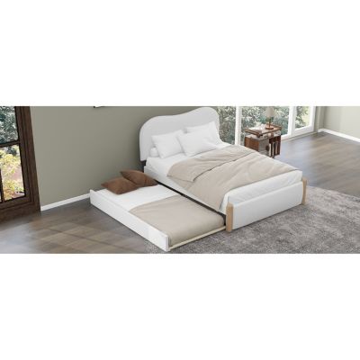 Streamdale Upholstered Platform Bed with Trundle, White