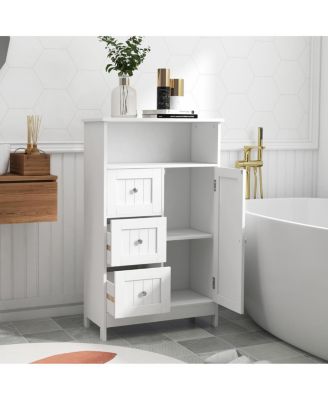 Bathroom Standing Storage Cabinet With 3 Drawers And 1 Door