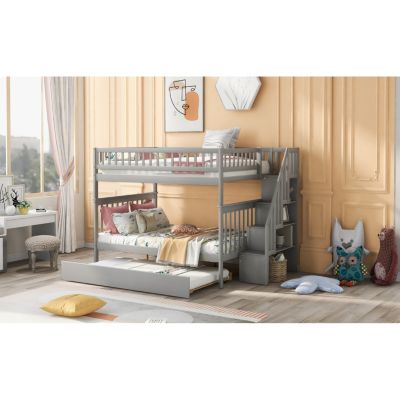 Streamdale Full Over Full Bunk Bed With Trundle And Staircase