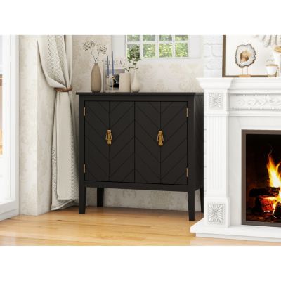Streamdale Vintage Black Wood 2-Door Cabinets
