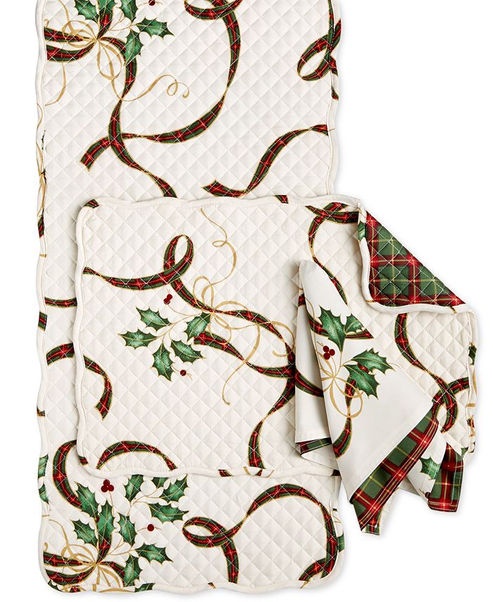 Lenox Holiday Nouveau Quilted, Lenox Holiday Nouveau Ribbon Shower Curtain Set