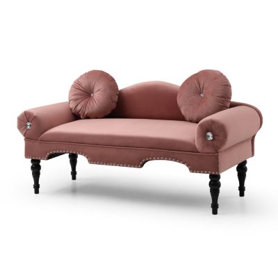 Modern Velvet Loveseat with Nailhead Trim & 2 Pillows