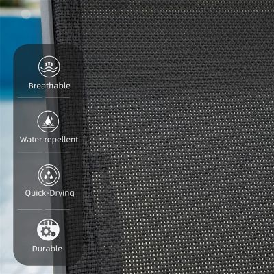 Streamdale Aluminum Pool Lounge Set, 3 Pieces Textilene Recliner With Headrest