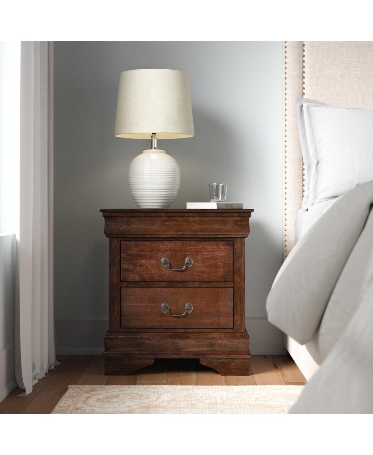 Streamdale Furniture Traditional 2-Drawer Nightstand, Cherry Finish