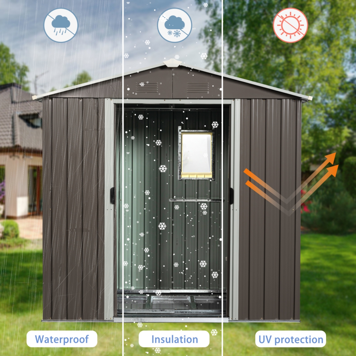 Streamdale Furniture 8FT X 4FT Outdoor Metal Storage Shed With Window
