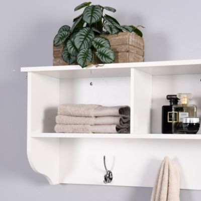 Modern Entryway Coat Rack with Dual Hooks and Shelf