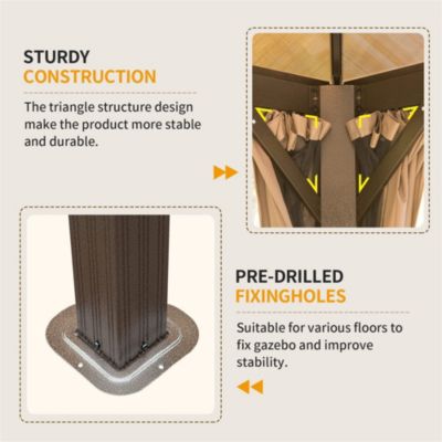 12x16ft Hardtop Gazebo with Polycarbonate Roof
