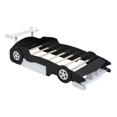 Streamdale Twin Size Race Car-Shaped Platform Bed With Wheels, Red