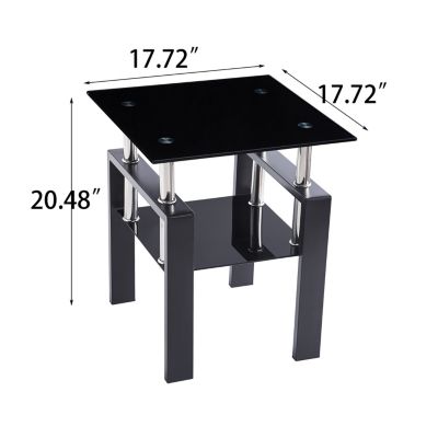 2-Layer Tempered Glass End Table