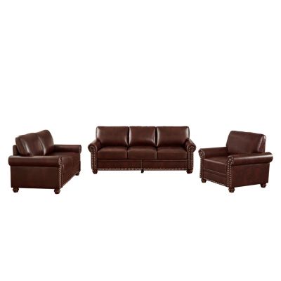 Burgundy Faux Leather Sectional Sofa