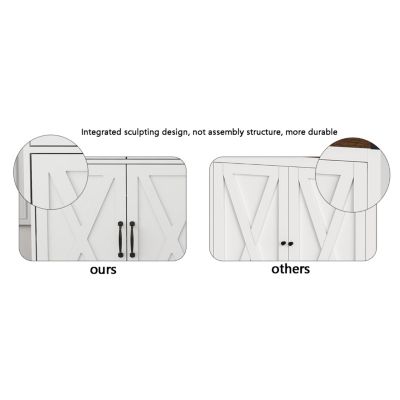 Streamdale White Farmhouse Buffet Cabinet with Drawers and Doors