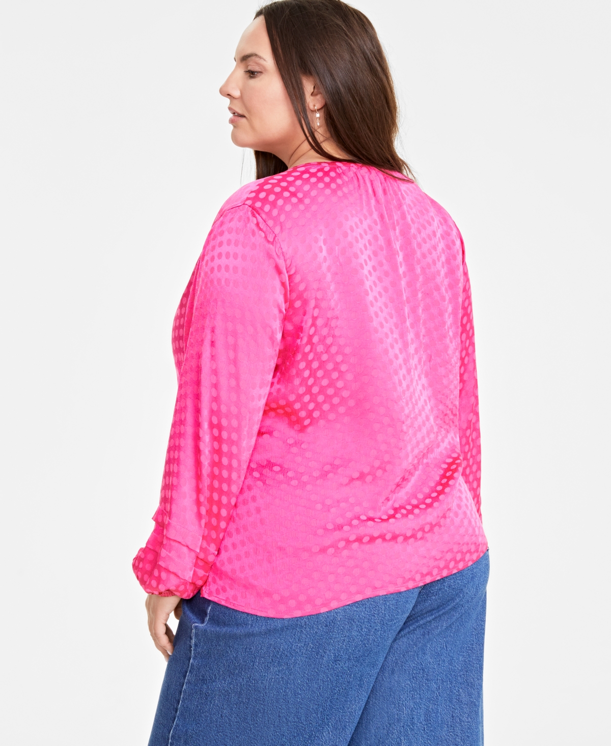 On 34th Trendy Plus Size Long-Sleeve Pintuck Blouse, Created for Macy's